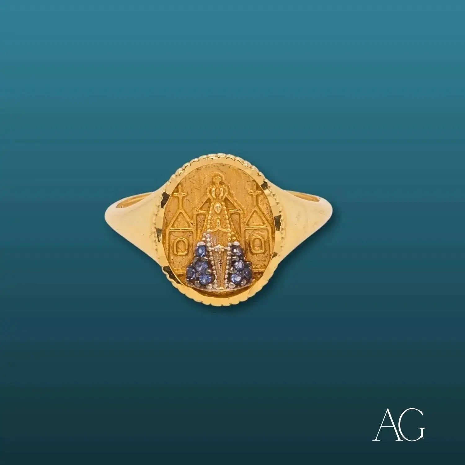 Divine protection 18k gold ring