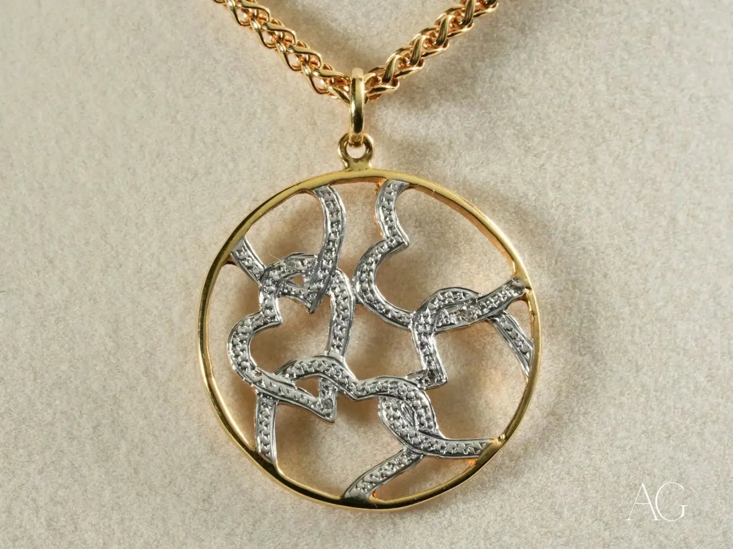 Exquisite 18k gold two-tone heart pendant with diamonds, David Yurman fine jewelry