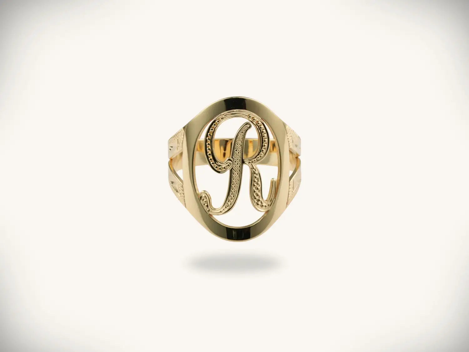 Gold Letter Signet Ring