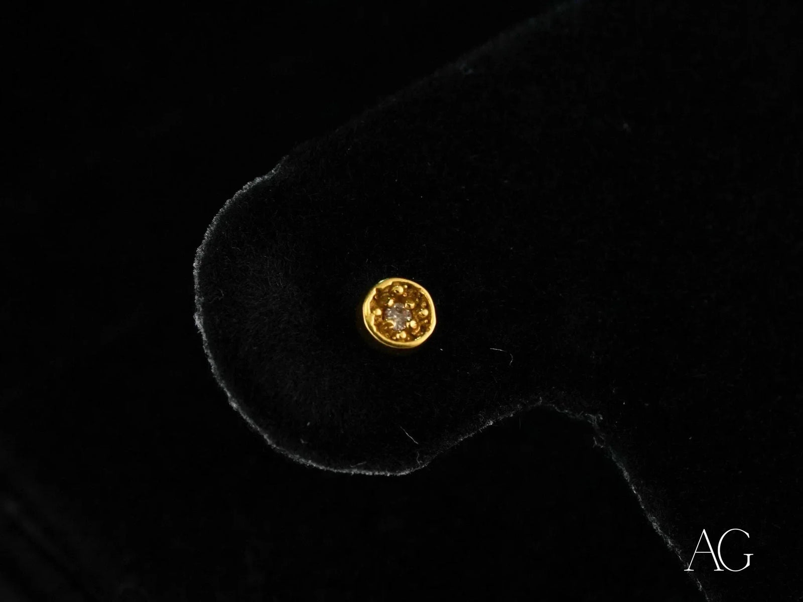 18k gold CZ round Golden Brilliance earrings with sparkling nose stud