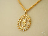 18k Golden Charm Boy Pendant in Art Gold Jewelry with Diamond Outline