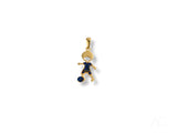 18k solid gold Golden Charm soccer boy pendant with blue enamel