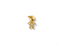 Golden charm doll pendant: gold boy figurine with cap and gemstone apron
