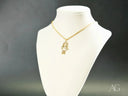 Golden Cherish 18k solid gold pendant with girl-shaped design and white stones