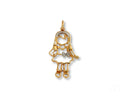 Golden Cherish pendant: 18k solid gold girl-shaped charm with diamond bow
