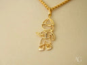 Golden Cherish pendant: 18k solid gold boy in cap and shorts with clear stones