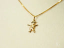 18k solid gold cherub pendant necklace with gemstone chest