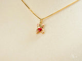 Golden Cub Bear Pendant in Art Gold Jewelry with Red Heart
