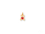 Golden Cub Bear Pendant: Gold-Plated Charm with Red Heart