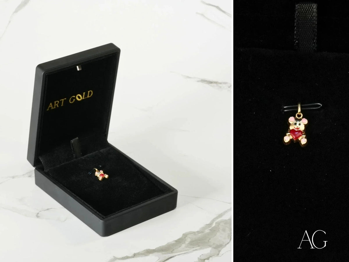 Golden Cub Bear Pendant in Art Gold Jewelry