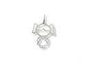 18k yellow gold outline charm of girl with pigtails pendant