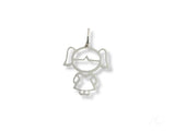 18k yellow gold outline charm of girl with pigtails pendant