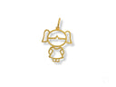 18k yellow gold silhouette charm of girl with pigtails in dress