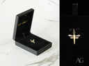 Golden dragonfly pendant in 18k gold with textured wings in black box