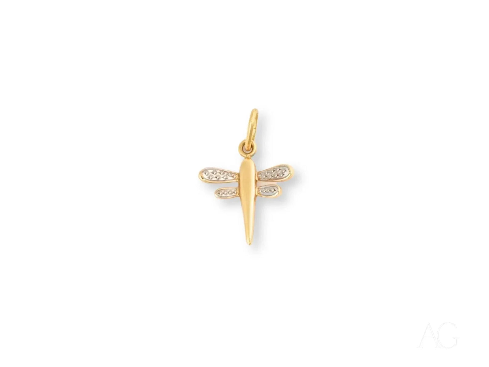 Golden Dragonfly Pendant with Pave-Set Diamond Wings