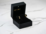 Golden Duo 18k gold ball drop earrings in black velvet box