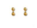 Pair of brushed gold drop earrings with 18k gold ball matte finish