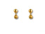 Pair of 18k gold ball drop earrings with brushed gold finish and matte lower ball