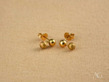 Golden Duo 18k gold ball drop earrings with shiny and matte drops