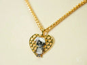 Golden Elegance 18k solid gold heart pendant with girl figure