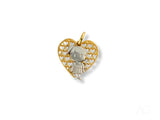 Golden Elegance 18k solid gold heart pendant with cut-out girl figure