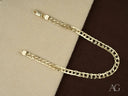 18k solid gold double flated link chain bracelet with lobster clasp