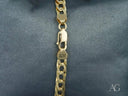 18k solid gold double flated link bracelet with braided chain and lobster claw clasp