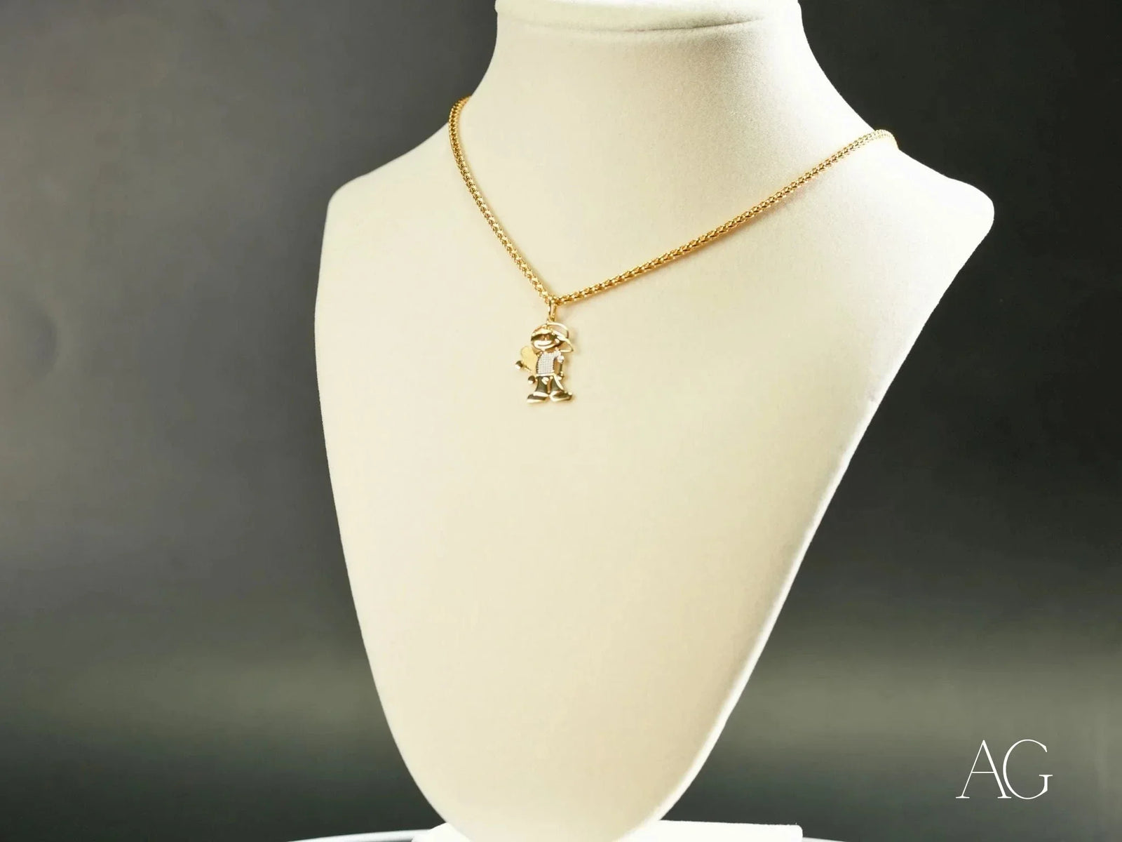 Golden Elegance Pendant: 18k Solid Gold Doll Necklace