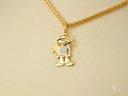 Golden Elegance Pendant: 18k Solid Gold Boy with Textured Shirt