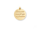 Round Golden Faith tudo posso pendant in art gold jewelry