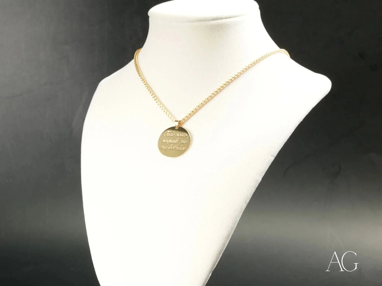 Golden Faith Tudo Posso art gold jewelry pendant necklace