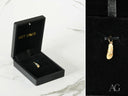Golden flip flop pendant: two art gold jewelry charms, one in box, one hanging