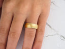 Golden Fortress wedding band: wide domed gold ring with satin finish
