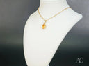 Golden Glow Pendant: 18k solid gold chain with teardrop amber gem