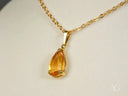 Golden Glow Pendant: 18k Solid Gold Chain with Pear-Shaped Orange Citrine