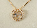 Golden Grace Jesus Pendant: Gold Heart with Gemstones and Jesus Inscription