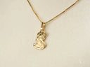 Golden Grace pendant with classical bust in art gold jewelry