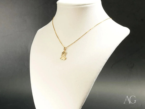Golden Grace art gold jewelry teddy bear pendant necklace, meaningful gift