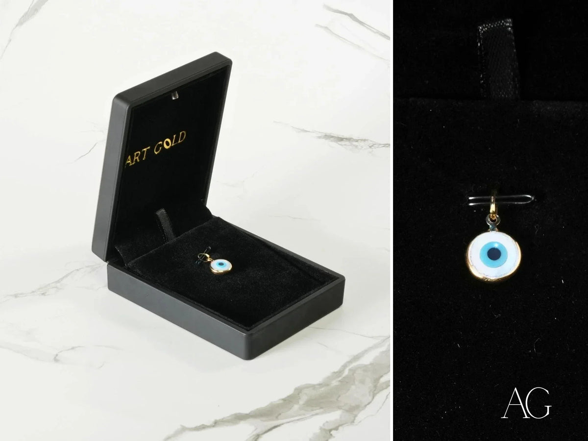 Golden Guardian evil eye pendant in black gift box