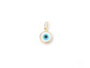 Golden Guardian evil eye pendant with blue and black enamel