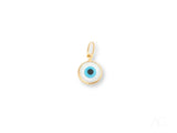 Golden Guardian evil eye pendant with blue and black enamel