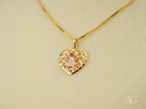 Golden H Doll gold doll pendant with heart, cutout girl, diamond accent