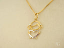 Golden Heart Doll: 18k art gold jewelry heart doll pendant with textured heart