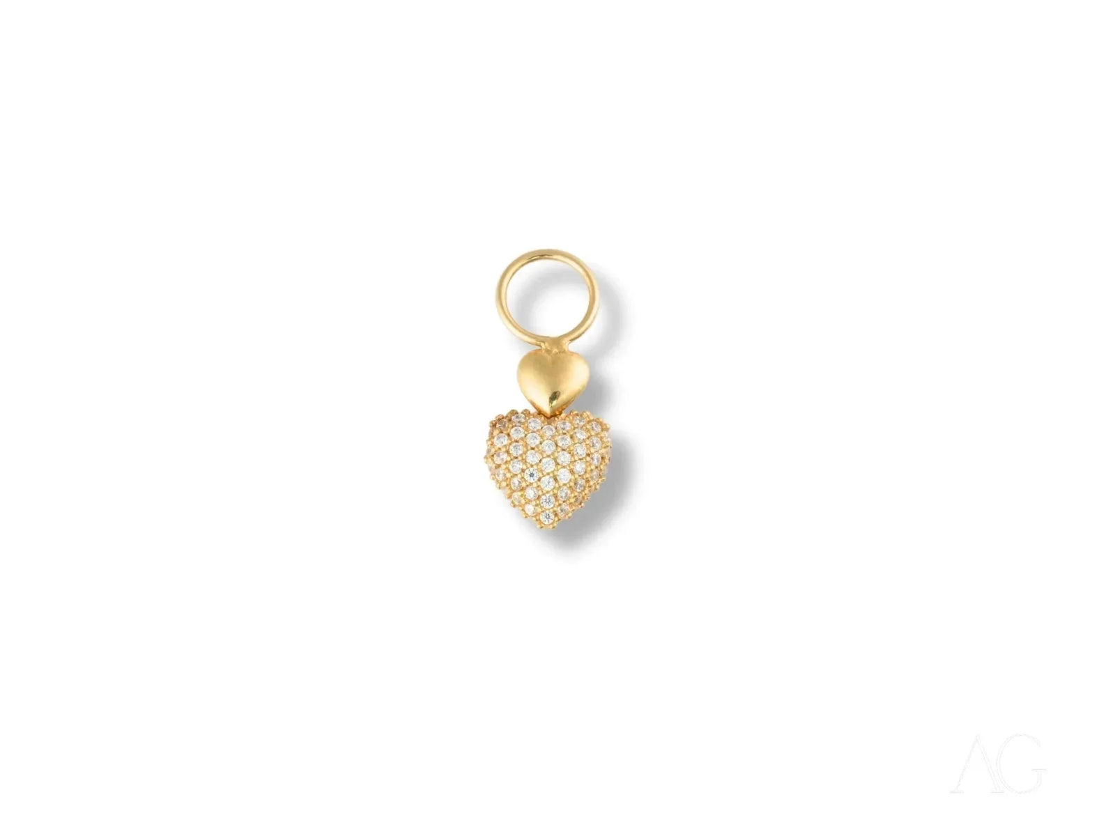 Golden Heart Pendant in 18k solid gold with pavé diamond heart