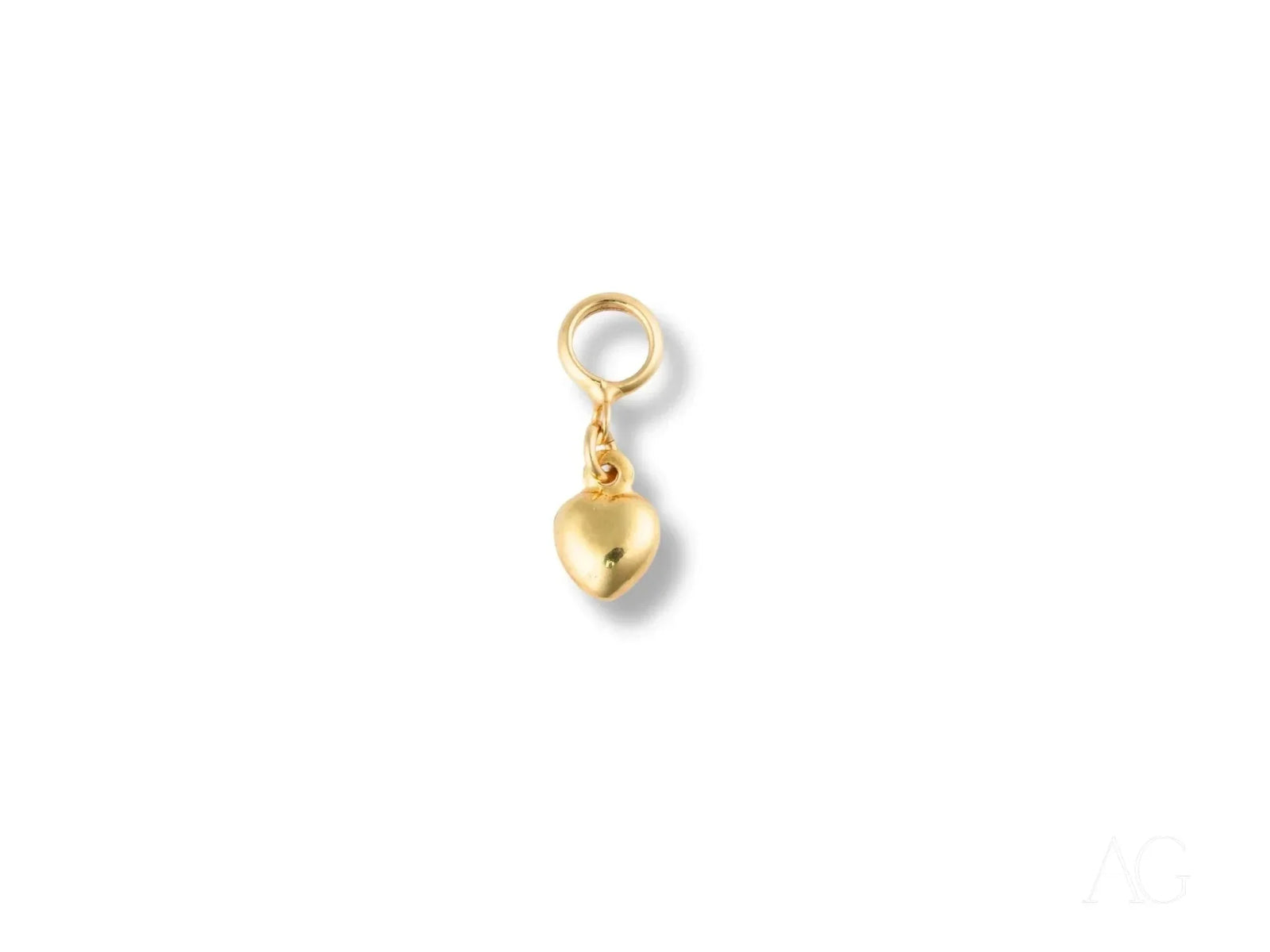 Shiny 18k solid gold heart charm in Golden Heart Pendant