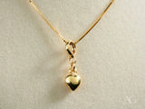 18k solid gold Golden Heart Pendant necklace with dangling heart