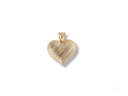 Golden Heart 18k solid gold pendant with textured stripes