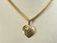 18k solid gold golden heart pendant with textured art gold jewelry chain
