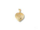 Textured 18k solid gold heart-shaped pendant, golden heart pendant