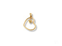 18k solid gold heart pendant with inner charm, art gold jewelry